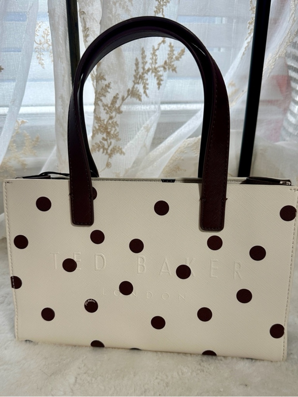 Ted Baler mini brown and cream polka dot icon tote bag